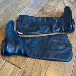SOLD! FRYE Paige Tall Riding Boots Black High Quality Leather Paneled Moto Size